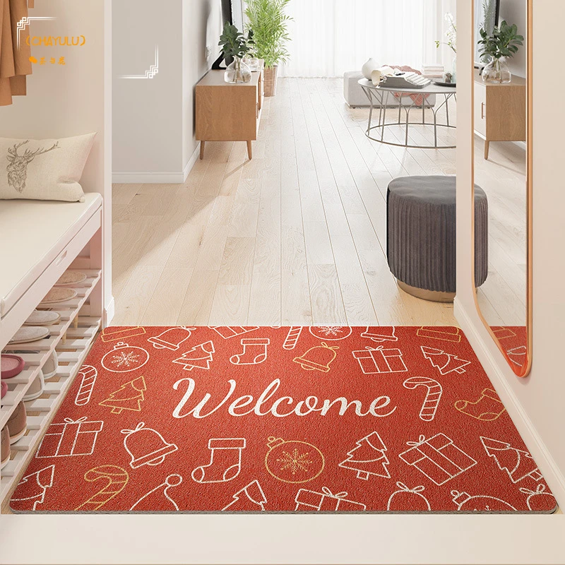 

Merry Christmas Entrance Doormats Welcome Carpets Pvc Rugs for Home Bathroom Living Room Door Floor Mat Stair Hallway Non-Slip