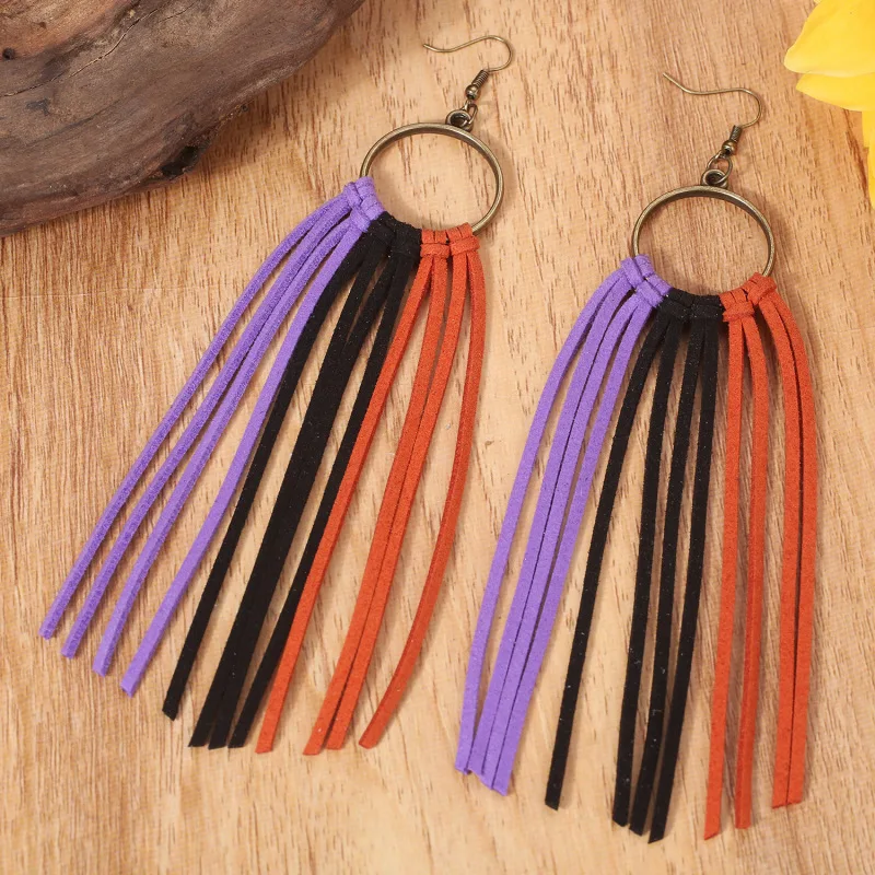 12pairs All Saints' Day Handmade Multicolor Leather Tassel Cowgirl Long Fringe Earring Female Ethnic Style Boho Western Jewelry
12pairs All Saints' Day Handmade Multicolor Leather Tassel Cowgirl Long Fringe Earring Female Ethnic Style Boho Western Jewelry