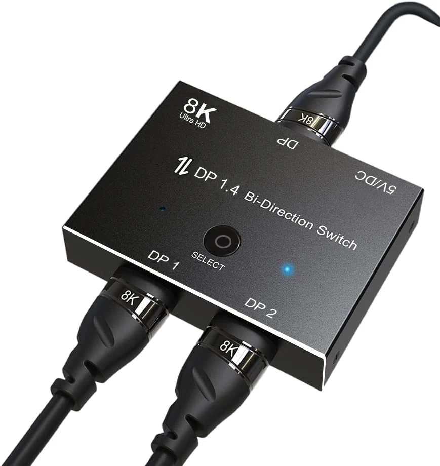 DisplayPort 1.4 Bi-Direction Switch Splitter 1X2 2x1 DP 1.4 8K @30 4K@120Hz for Multiple Source Display Monitor Two-way Switcher
DisplayPort 1.4 Bi-Direction Switch Splitter 1X2 2x1 DP 1.4 8K @30 4K@120Hz for Multiple Source Display Monitor Two-way Switcher