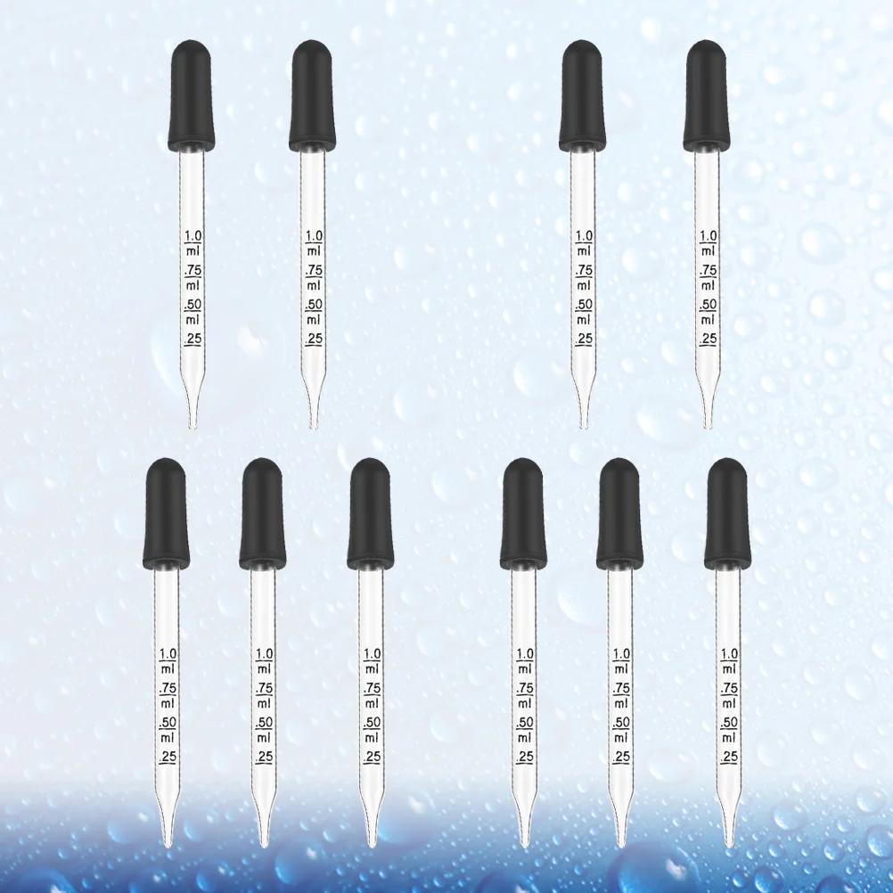 10Pcs Eye Droppers Glass Pipette Dropper with Black Rubber Cap 1ML Graduated Dropper for Essential Oil Laboratory Spuit
10Pcs Eye Droppers Glass Pipette Dropper with Black Rubber Cap 1ML Graduated Dropper for Essential Oil Laboratory Spuit
