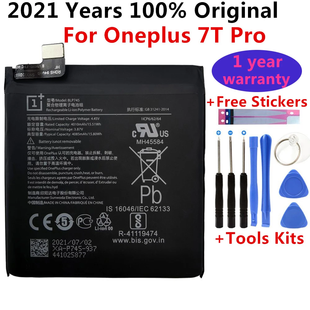 

100% Оригинальный Новый Сменный аккумулятор 4000 мАч BLP745 для Oneplus 7 T Pro 7 T Pro Фотоэлементы + Бесплатные инструменты