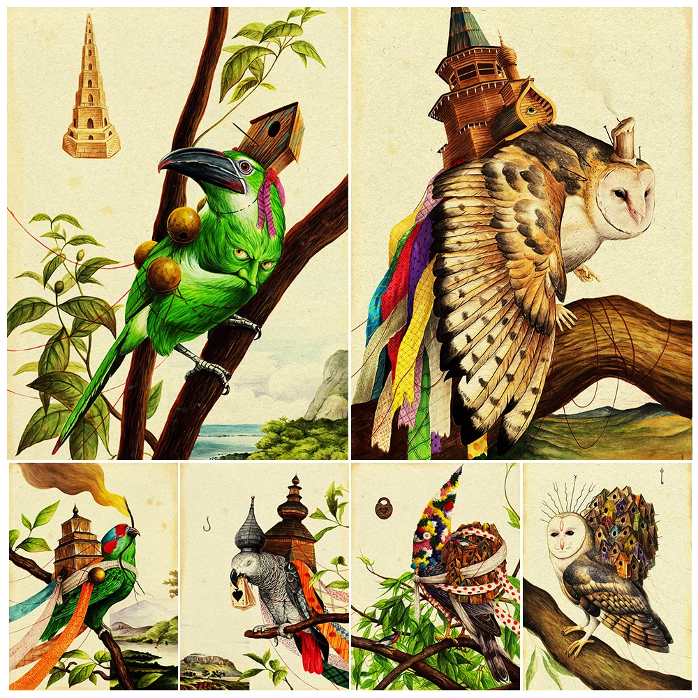Mysterious Birds Carrying Various Houses Vintage Wall Art Canvas Print Decor Multicolored Humanfaced Bird Art Poster And Print
Mysterious Birds Carrying Various Houses Vintage Wall Art Canvas Print Decor Multicolored Humanfaced Bird Art Poster And Print
