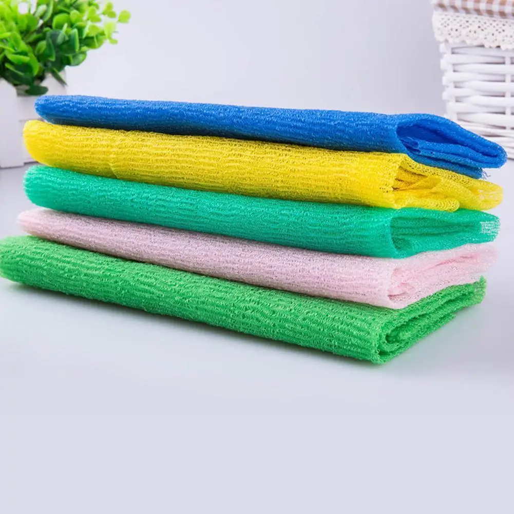 

30*90cm Color Random Back Rubbing Foam Bath Towel Nylon Soft Towel Towels Bath Washcloth Brush Exfoliating Extended Bath Ba N0H2