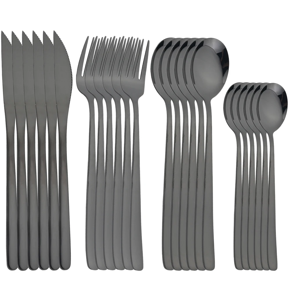 AJOYOUS 24Pcs Black Western Dinnerware Set 304 Stainless Steel Flatware Cutlery Set Fork Knife Spoon Tableware Silverware Set
AJOYOUS 24Pcs Black Western Dinnerware Set 304 Stainless Steel Flatware Cutlery Set Fork Knife Spoon Tableware Silverware Set