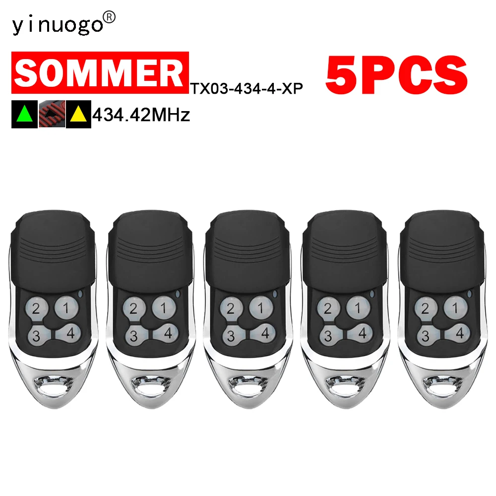 

5PCS SOMMER 4013 TX03-434-4-XP 4022 TX02-434-2 4014 TX03-434-2 Garage Door Remote Control Gate Opener 434.42MHz Rolling Code Key