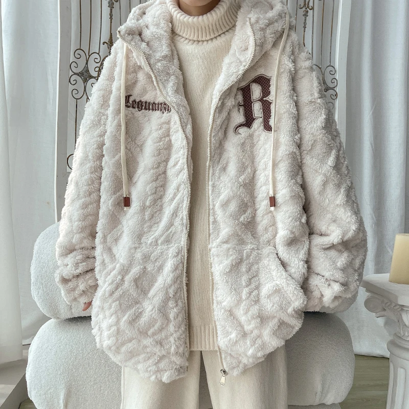 Мужское зимнее пальто с капюшоном, осенняя теплая парная винтажная Свободная верхняя одежда с Вышивкой Букв, модная плюшевая куртка в стиле... 
Мужское зимнее пальто с капюшоном, осенняя теплая парная винтажная Свободная верхняя одежда с Вышивкой Букв, модная плюшевая куртка в стиле...