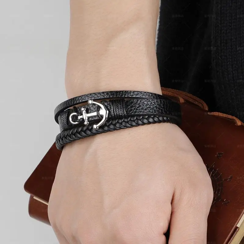 New Stainless Steel Anchor Leather Bracelet Woven Titanium Steel Bracelet National Style Jewelry Bracelet Ornaments
New Stainless Steel Anchor Leather Bracelet Woven Titanium Steel Bracelet National Style Jewelry Bracelet Ornaments
