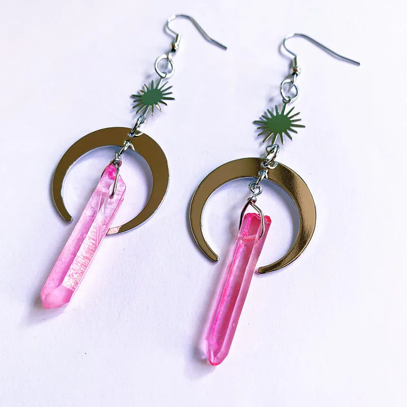 Moon and Sun Earrings, Natural Quartz Crystal Earrings, Crescent Moon, Witch Jewelry, Boho Earrings, Angels, Goddess Gifts
Moon and Sun Earrings, Natural Quartz Crystal Earrings, Crescent Moon, Witch Jewelry, Boho Earrings, Angels, Goddess Gifts