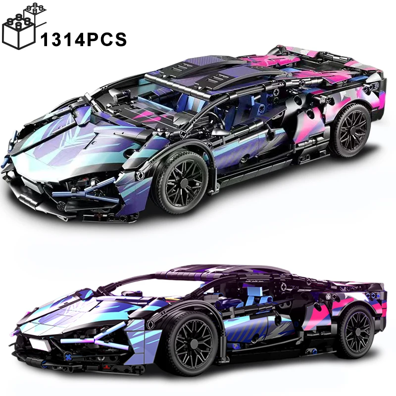 1314PCS Black Purple Lamborghinised MOC Sport Car Building Blocks Assemble Racing Vehicle Bricks Toys Birthday Gift for Kid Boy
1314PCS Black Purple Lamborghinised MOC Sport Car Building Blocks Assemble Racing Vehicle Bricks Toys Birthday Gift for Kid Boy