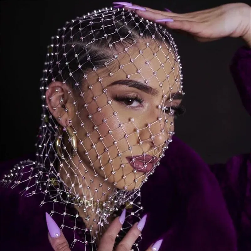Luxury Headscarf Rhinestone Headpiece Face Cover Hair Jewelry for Women Hollow Out Mesh Crystal Headwear hair accessories
Luxury Headscarf Rhinestone Headpiece Face Cover Hair Jewelry for Women Hollow Out Mesh Crystal Headwear hair accessories