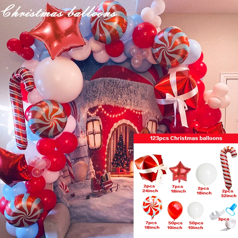 Christmas Balloon Garland Arch kit Christmas Red White Candy Balloons Gift Box Red Star Balloons for Christmas Party Decorations
Christmas Balloon Garland Arch kit Christmas Red White Candy Balloons Gift Box Red Star Balloons for Christmas Party Decorations