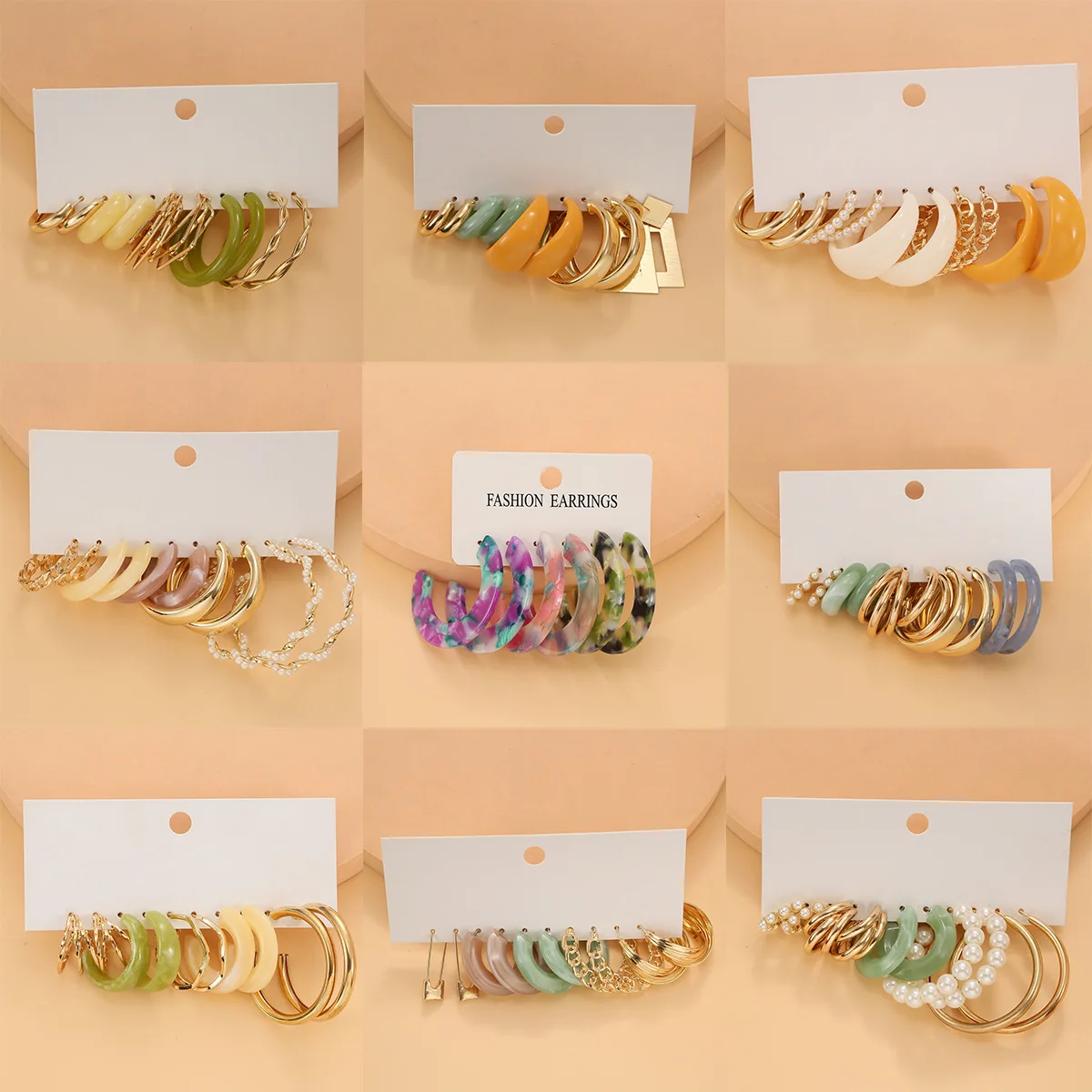 Fashion Temperament Acrylic Alloy Set Earrings Five Pairs For Women Creative Simple Geometric Cutout Drop Tassel Pearl Jewelry
Fashion Temperament Acrylic Alloy Set Earrings Five Pairs For Women Creative Simple Geometric Cutout Drop Tassel Pearl Jewelry
