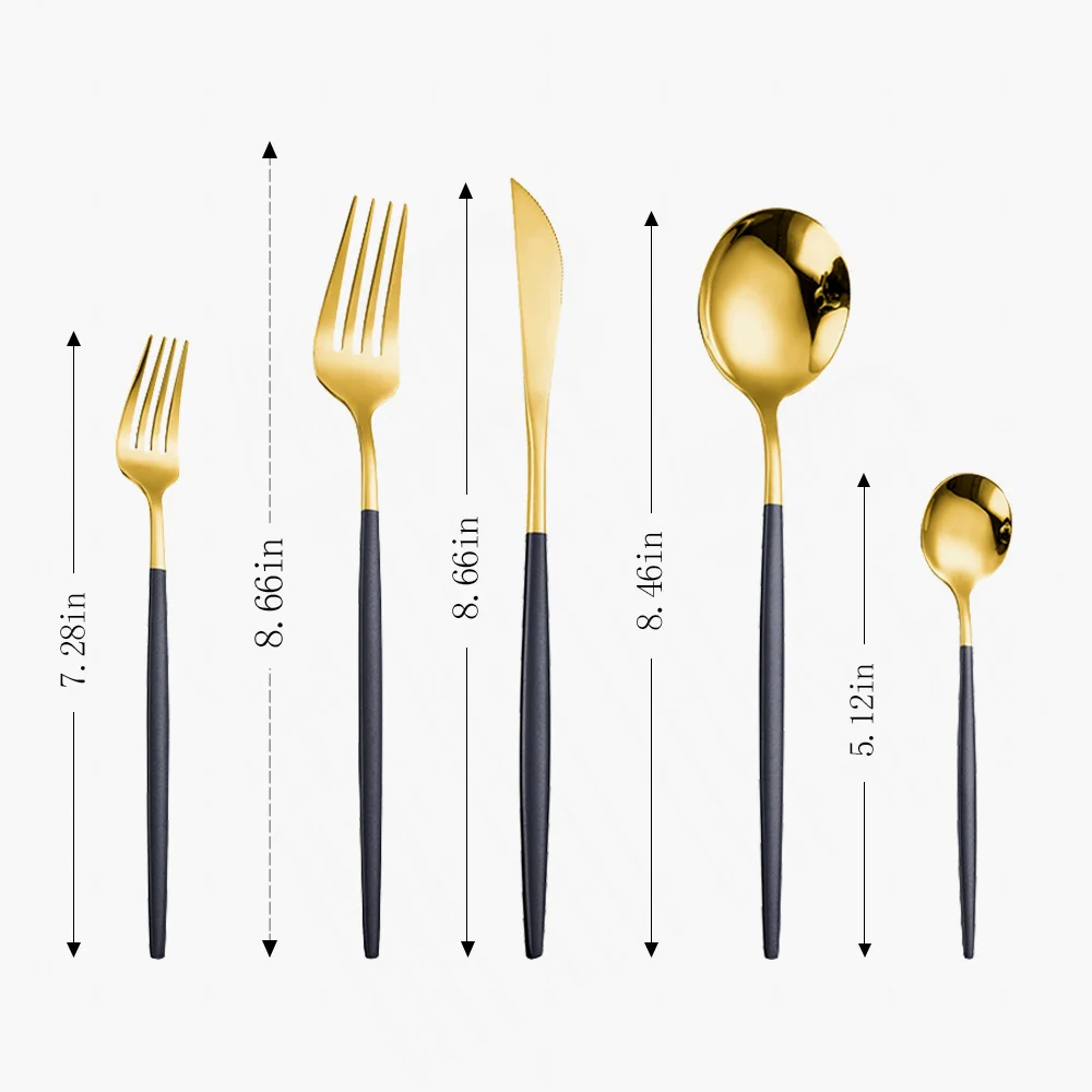 Gold Tableware Travel Cutlery Stainless Steel Flatware Set Bright Black Western 30Pcs Dinnerware Spoon Fork Knife High Quality
Gold Tableware Travel Cutlery Stainless Steel Flatware Set Bright Black Western 30Pcs Dinnerware Spoon Fork Knife High Quality