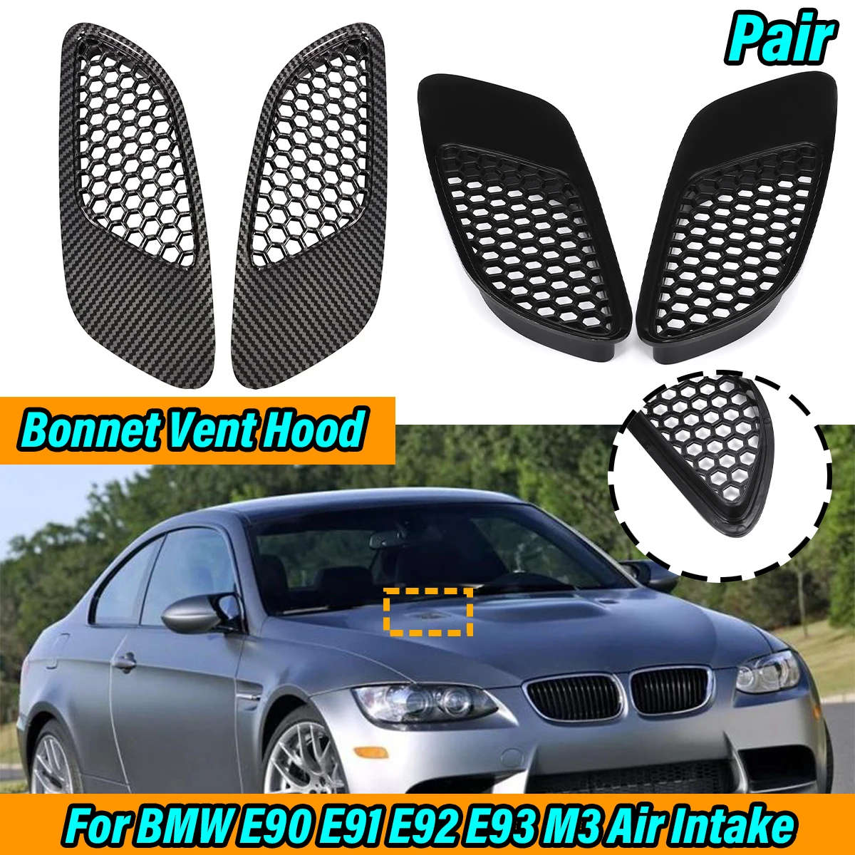 Pair Engine Front Bonnet Hood Vent Louvers Air Scoop Cover Air Outlet For BMW E90 E91 E92 E93 M3 Type 2007-2013 Air Intake
Pair Engine Front Bonnet Hood Vent Louvers Air Scoop Cover Air Outlet For BMW E90 E91 E92 E93 M3 Type 2007-2013 Air Intake