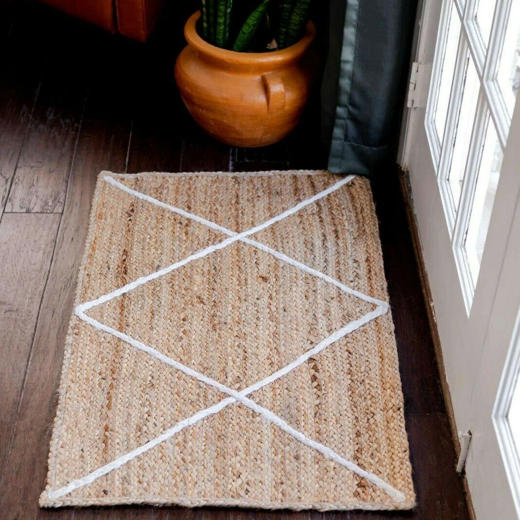 Rug 100% Natural Jute Braided Style Runner Carpet Plaid Rustic Look Modern Area Rug
Rug 100% Natural Jute Braided Style Runner Carpet Plaid Rustic Look Modern Area Rug