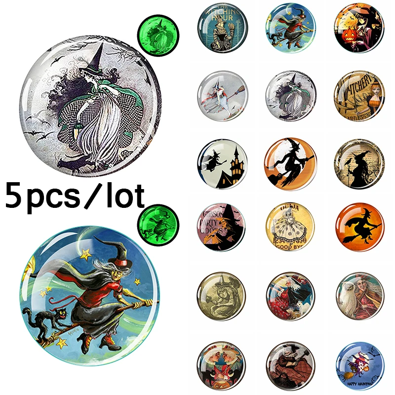 Glow In The Dark Halloween Broom Ride Witch Art Picture 25mm 5pcs/lot Round Luminous Glass Cabochon Base for Diy Jewelry
Glow In The Dark Halloween Broom Ride Witch Art Picture 25mm 5pcs/lot Round Luminous Glass Cabochon Base for Diy Jewelry