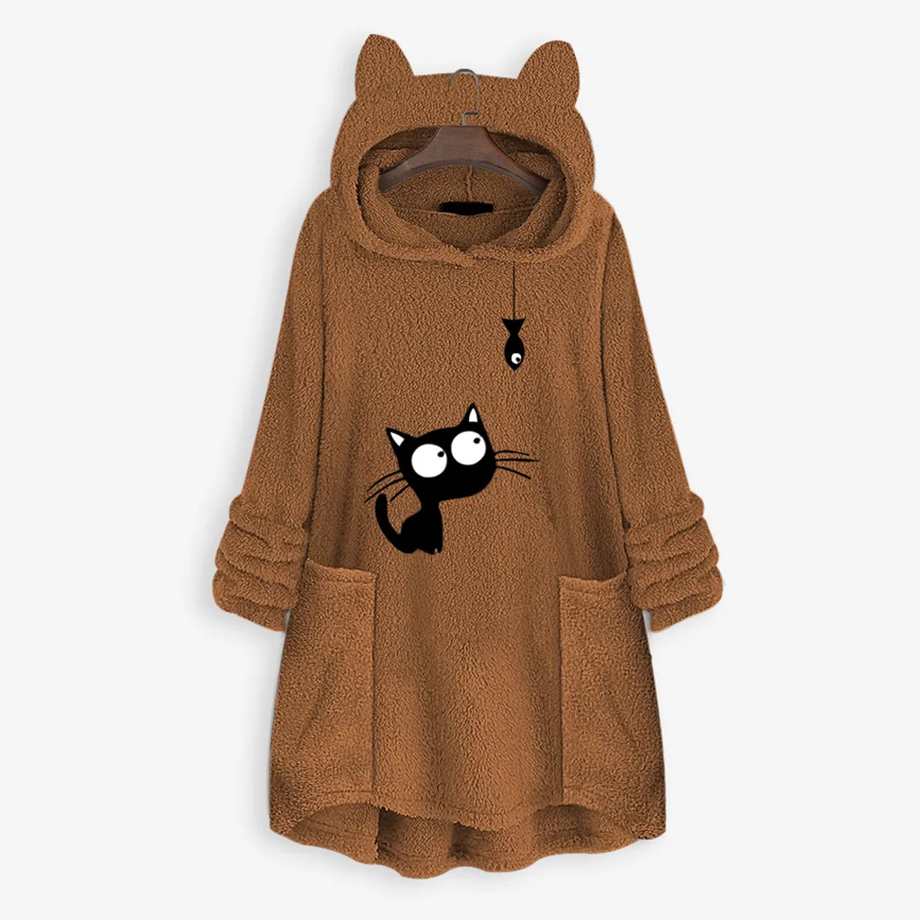Pocket Top Sweater Cat Fleece Ear Women Embroidery Hoodie Size Blouse Women's Blouse
Pocket Top Sweater Cat Fleece Ear Women Embroidery Hoodie Size Blouse Women's Blouse