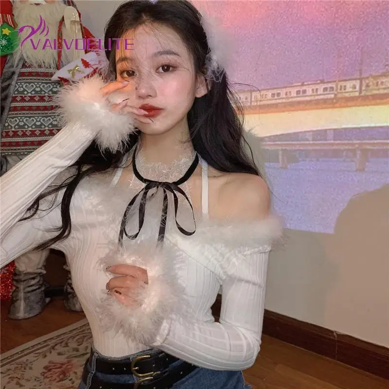 Woman Black Off-the-shoulder Bottoming Knitted Sweater Autumn New One-shoulder Top Stitched Fur Collar Slim Long-sleeved Sweater
Woman Black Off-the-shoulder Bottoming Knitted Sweater Autumn New One-shoulder Top Stitched Fur Collar Slim Long-sleeved Sweater