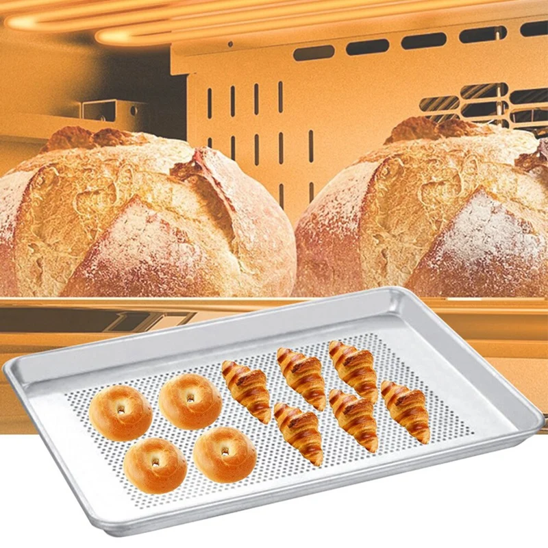 Кухонный противень для выпечки, экологически чистый антипригарный перфорированный термостойкий поднос для еды