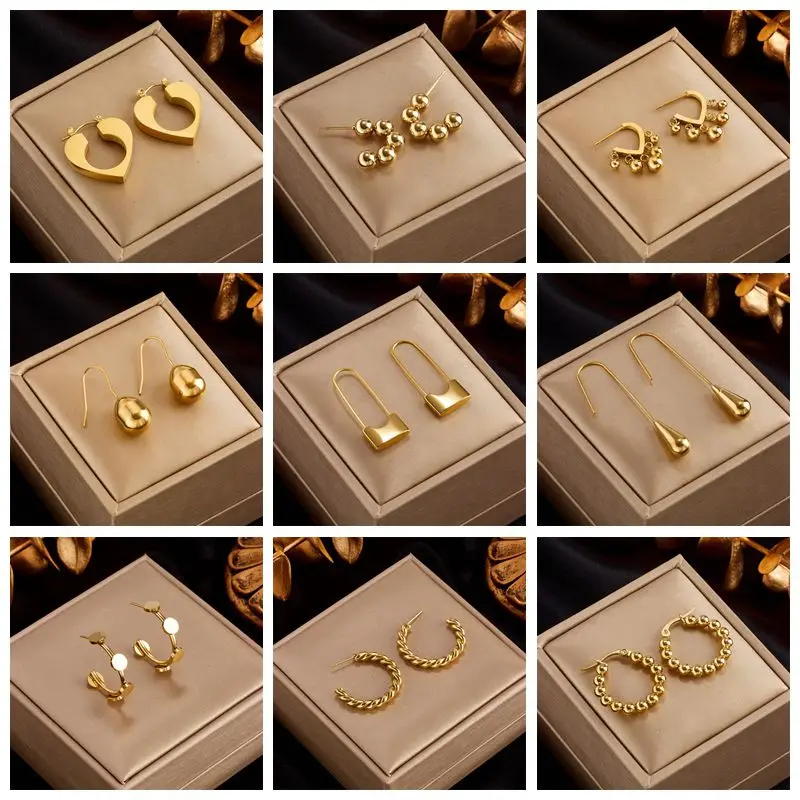 MEYRROYU 316L Stainless Steel Heart Twist Lock Water Droplets Geometric C Shape Stud Earrings For Women Charm Earrings Bijoux
MEYRROYU 316L Stainless Steel Heart Twist Lock Water Droplets Geometric C Shape Stud Earrings For Women Charm Earrings Bijoux