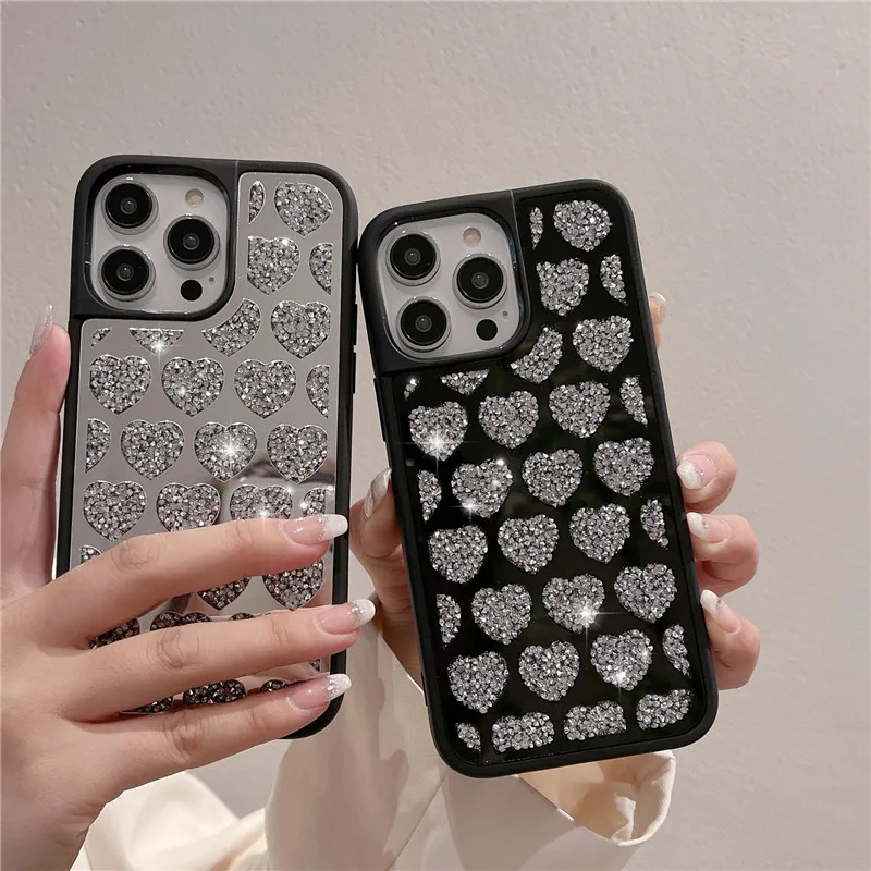 Korean pop Glitter Jewelled Love Heart Case For iphone 14 12 Pro 13pro Max 14pro Girl Makeup Mirror Film Soft Phone Cover Back
Korean pop Glitter Jewelled Love Heart Case For iphone 14 12 Pro 13pro Max 14pro Girl Makeup Mirror Film Soft Phone Cover Back