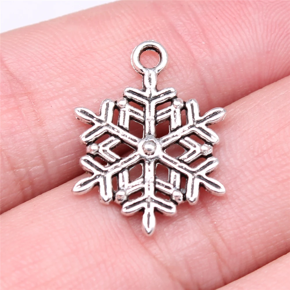 

Wholesale 150pcs/bag 22x16mm Charms Christmas Snow Snowflake Silver Color Pendants Antique Jewelry Making DIY Handmade