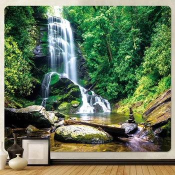 Wall Art Poster Living Room Bedroom Decor Curtain Blanket Waterfall Tapestry Forest Print