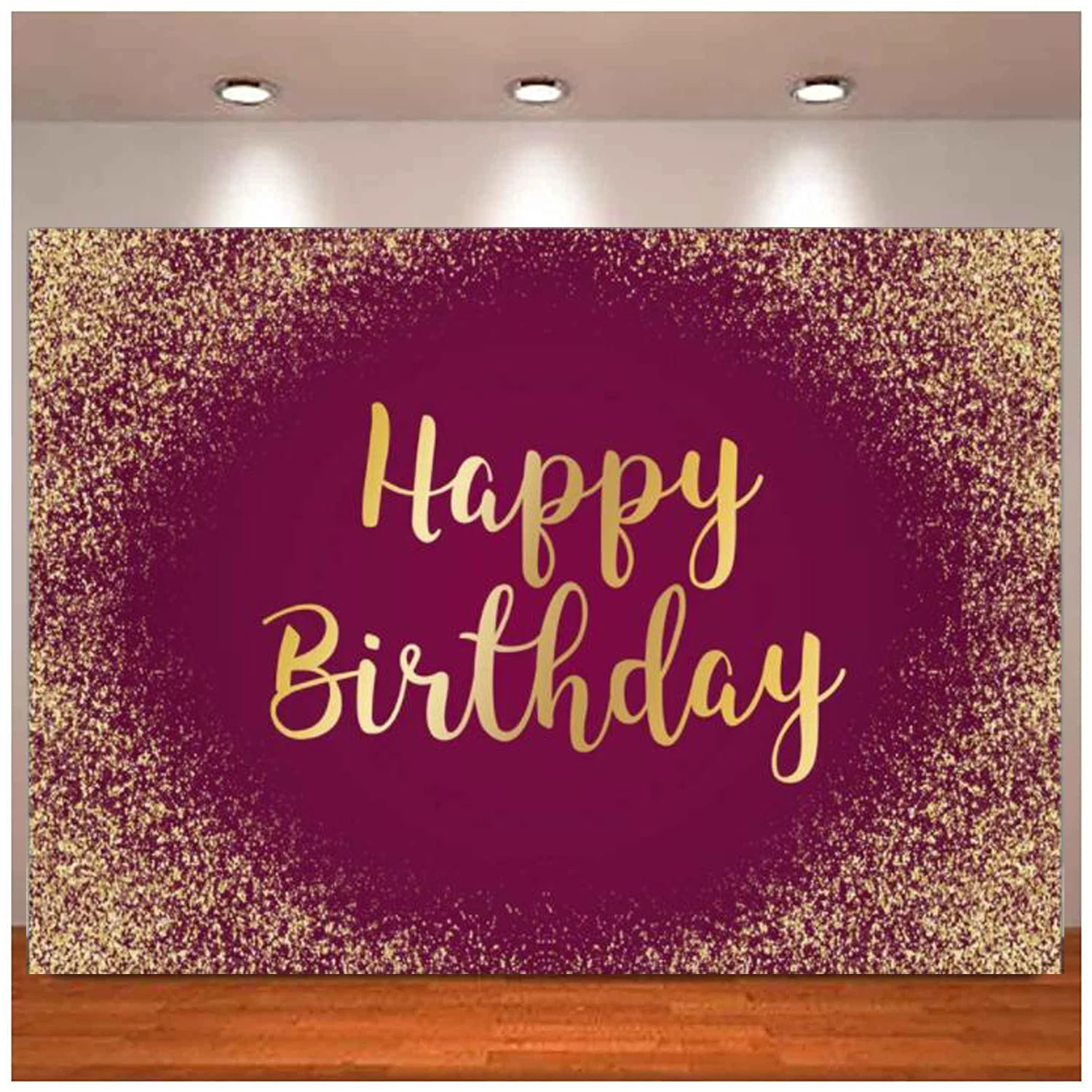 

Burgundy And Gold Happy Birthday Party Photography Backdrop for Women Girls Glitter Decor Banner Cake Table Supplies Background
