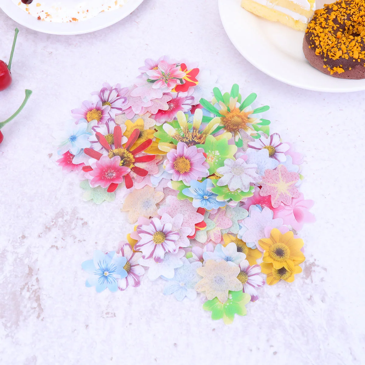 120pcs Edible Rice Paper Flowers Wafer Paper Flower Colorful Cupcake Toppers Desserts Cake Decoration (10 Colors)
120pcs Edible Rice Paper Flowers Wafer Paper Flower Colorful Cupcake Toppers Desserts Cake Decoration (10 Colors)
