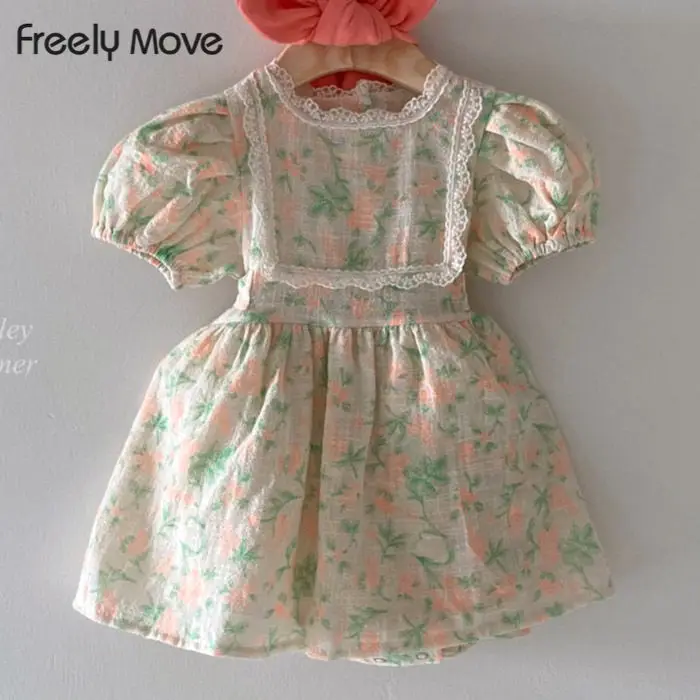 Freely Move Kids Clothes Summer Cotton Classic Floral Pattern Lace Puff Short Sleeve Belt Dress Girls Summer Long Dress
Freely Move Kids Clothes Summer Cotton Classic Floral Pattern Lace Puff Short Sleeve Belt Dress Girls Summer Long Dress