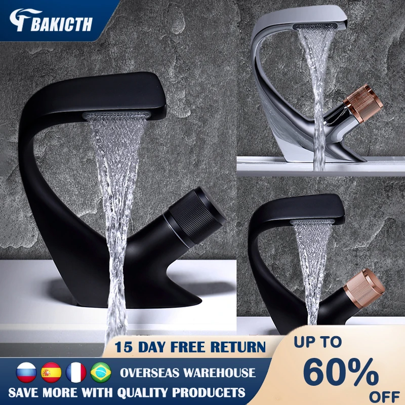 Bakicth Black Faucet Bathroom Sink Faucets Hot Cold Water Mixer Crane Deck Mounted Single Hole Bath Tap Finished Basin Taps
Bakicth Black Faucet Bathroom Sink Faucets Hot Cold Water Mixer Crane Deck Mounted Single Hole Bath Tap Finished Basin Taps
