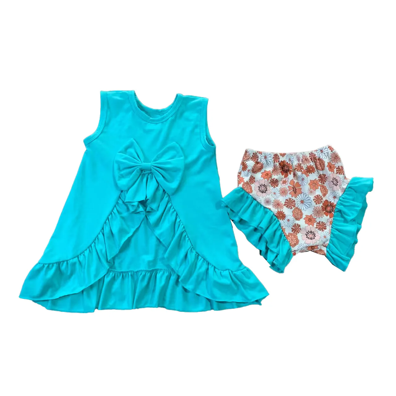 Boutique Baby Girls Sleeveless Bow Top Floral Bummie Sets Children Infant Outfits Wholesale Summer Clothing Sets 
Boutique Baby Girls Sleeveless Bow Top Floral Bummie Sets Children Infant Outfits Wholesale Summer Clothing Sets