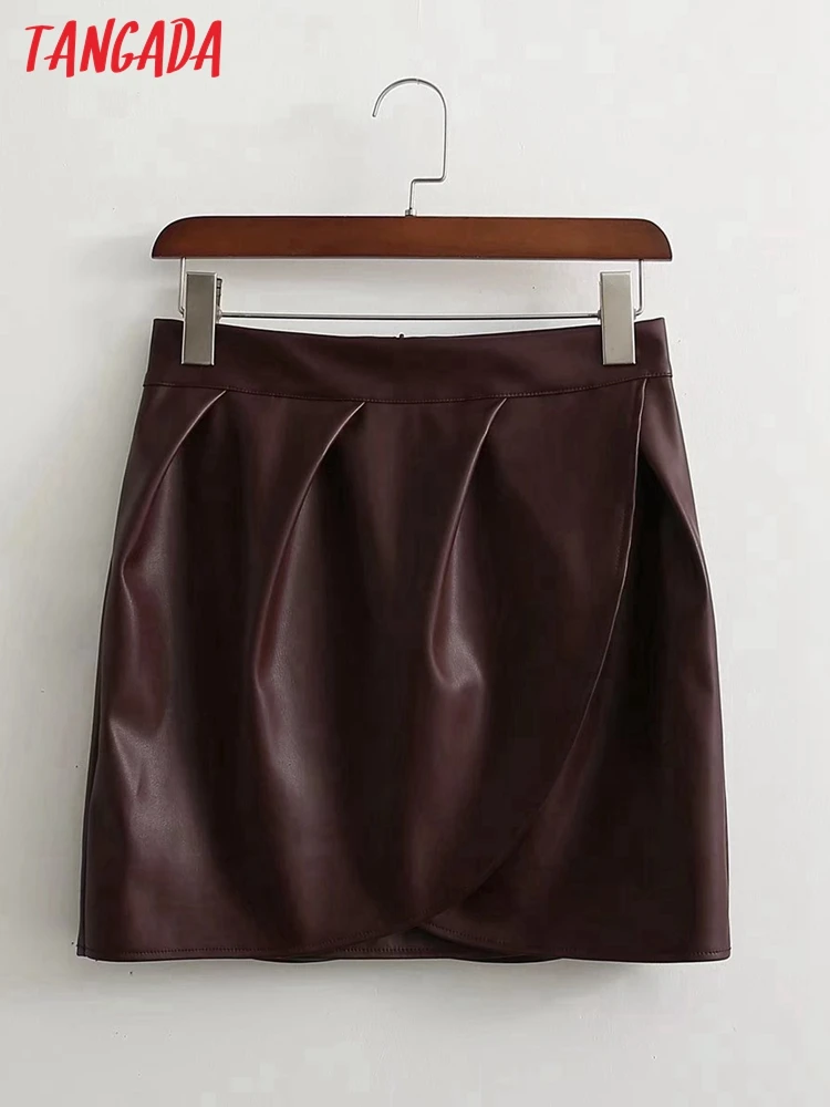 Tangada 2022 women ruffles faux leather skirts faldas mujer zipper French style female mini skirt 1D25
Tangada 2022 women ruffles faux leather skirts faldas mujer zipper French style female mini skirt 1D25