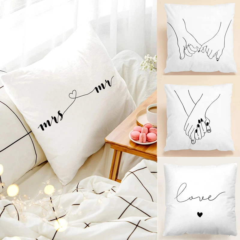 Simple Line Abstract Pattern Lover Hand Mr Mrs Love Letter Cushion Cover Red Heart White Throw Pillow Case Valentine's Day Gift
Simple Line Abstract Pattern Lover Hand Mr Mrs Love Letter Cushion Cover Red Heart White Throw Pillow Case Valentine's Day Gift