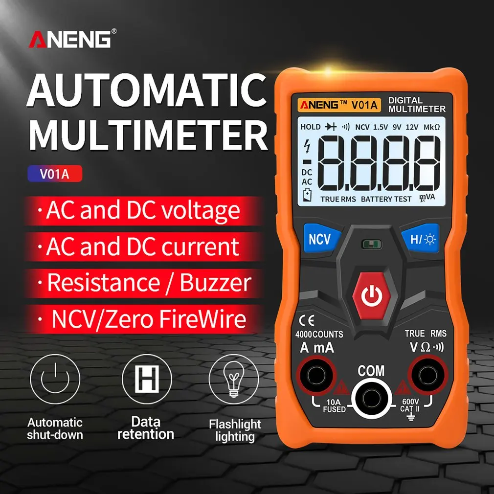 ANENG V01A 4000 Automatic Digital Multimeter Tester Counts True-RMS High Precision AC DC Voltage Current Meter Test Instrument 
ANENG V01A 4000 Automatic Digital Multimeter Tester Counts True-RMS High Precision AC DC Voltage Current Meter Test Instrument