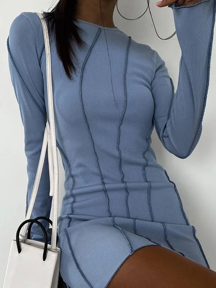 Sexy Club Party Dress Ribbed Knit Y2K Dress Slim Mini Dress Fall Women's Striped O Neck Long Sleeve Fashion Solid Color Dress
Sexy Club Party Dress Ribbed Knit Y2K Dress Slim Mini Dress Fall Women's Striped O Neck Long Sleeve Fashion Solid Color Dress