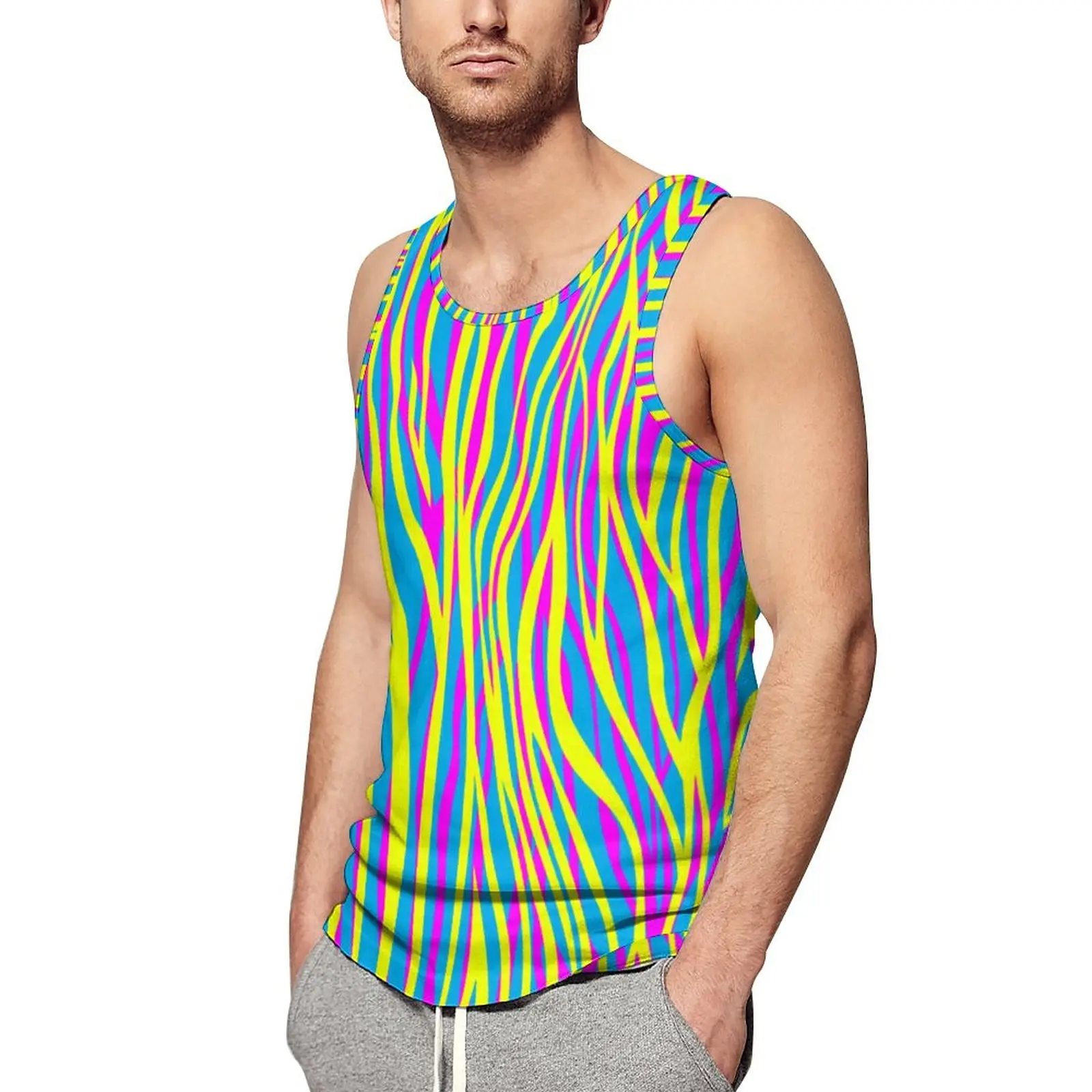 Colorful Zebra Stripes Tank Top Mens Funky Animal Print Tops Summer Graphic Gym Sportswear Oversize Sleeveless Shirts
Colorful Zebra Stripes Tank Top Mens Funky Animal Print Tops Summer Graphic Gym Sportswear Oversize Sleeveless Shirts