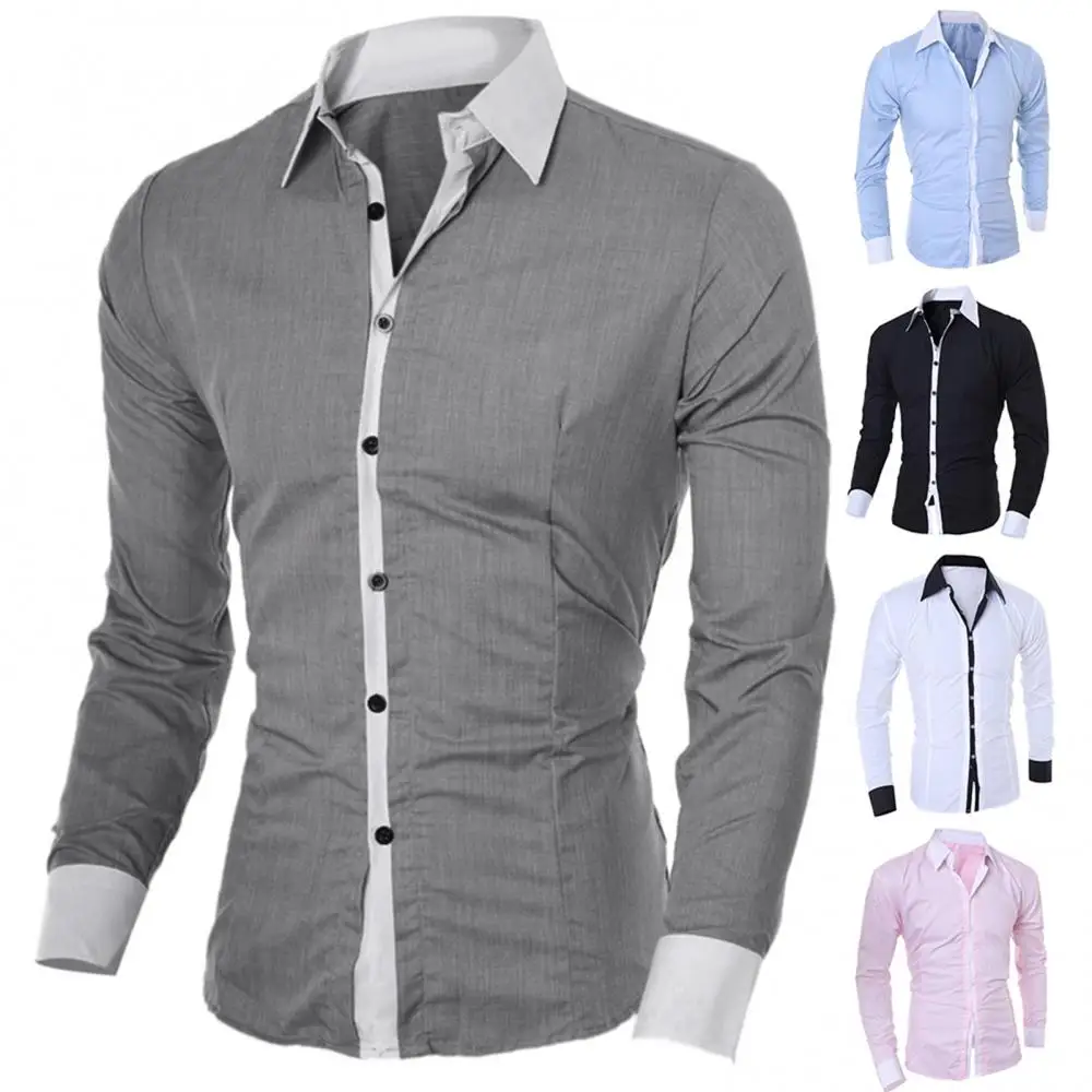 Casual Long Sleeve Slim Men Shirt Men's Long Sleeved Color Block Cuff Chest Pocket suit shirts Button turn Down collar business
Casual Long Sleeve Slim Men Shirt Men's Long Sleeved Color Block Cuff Chest Pocket suit shirts Button turn Down collar business