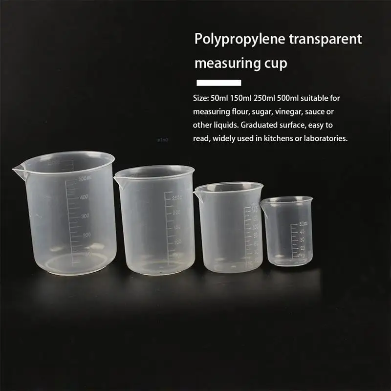 4Pcs/set Transparent Measuring Cup Kitchen Baking Measuring Cup Scale Measuring Tools for Laboratory 500ml/250ml/150ml/50ml 
4Pcs/set Transparent Measuring Cup Kitchen Baking Measuring Cup Scale Measuring Tools for Laboratory 500ml/250ml/150ml/50ml