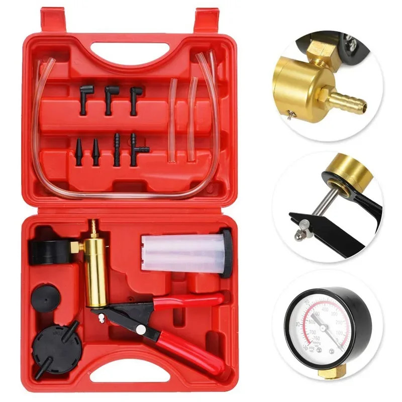 

Vacuum Pressure Bleeding Vacuum Bleeder Fluid Test Pump Tester Tool Held Kit Hand Adaptor Car Auto Reservoir Professional Brake