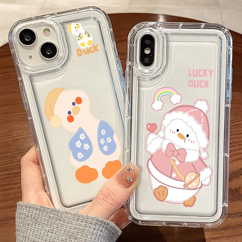 Cute Duck Case for iPhone 11 14 13 12 ProMax mini 7 8 SE 2022 Plus Transparent Shockproof Cover for iPhone XR XS Max Fundas
Cute Duck Case for iPhone 11 14 13 12 ProMax mini 7 8 SE 2022 Plus Transparent Shockproof Cover for iPhone XR XS Max Fundas