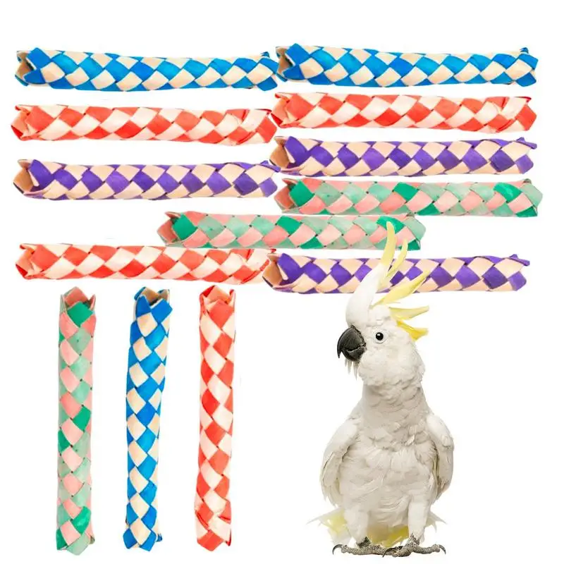 

Bird Chewing Sticks Parrot Chew Toys Small Parrots Colored Braided Tube Bird Toys For Budgies Bird Chew Toys Birdcage