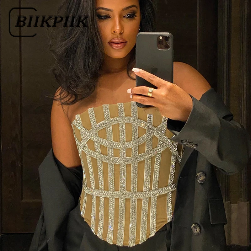 BIIKPIIK Sequins Appliques Corset Tanks Women Elegant U-Shaping Strapless Tube Tops For Midnight Clubwear Patchwork Sexy Tshirts
BIIKPIIK Sequins Appliques Corset Tanks Women Elegant U-Shaping Strapless Tube Tops For Midnight Clubwear Patchwork Sexy Tshirts
