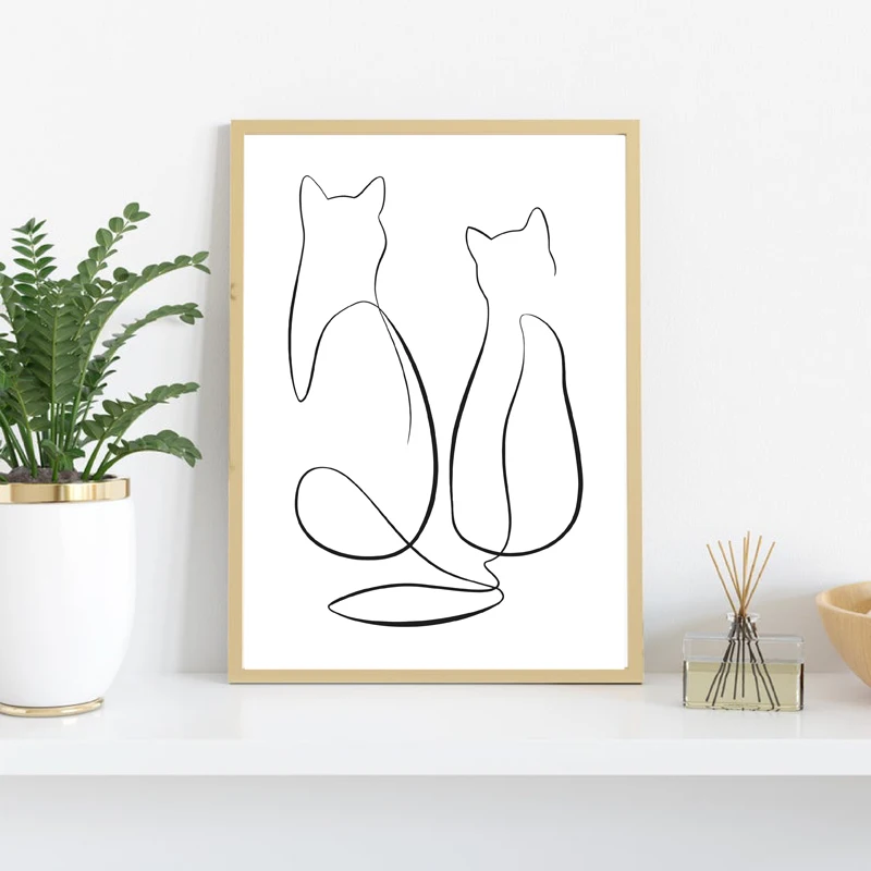 Two Cats Single Line Drawing Wall Art Canvas Painting Poster Print Black and White Abstract Minimal Wall Decor Modern Home Decor
Two Cats Single Line Drawing Wall Art Canvas Painting Poster Print Black and White Abstract Minimal Wall Decor Modern Home Decor
