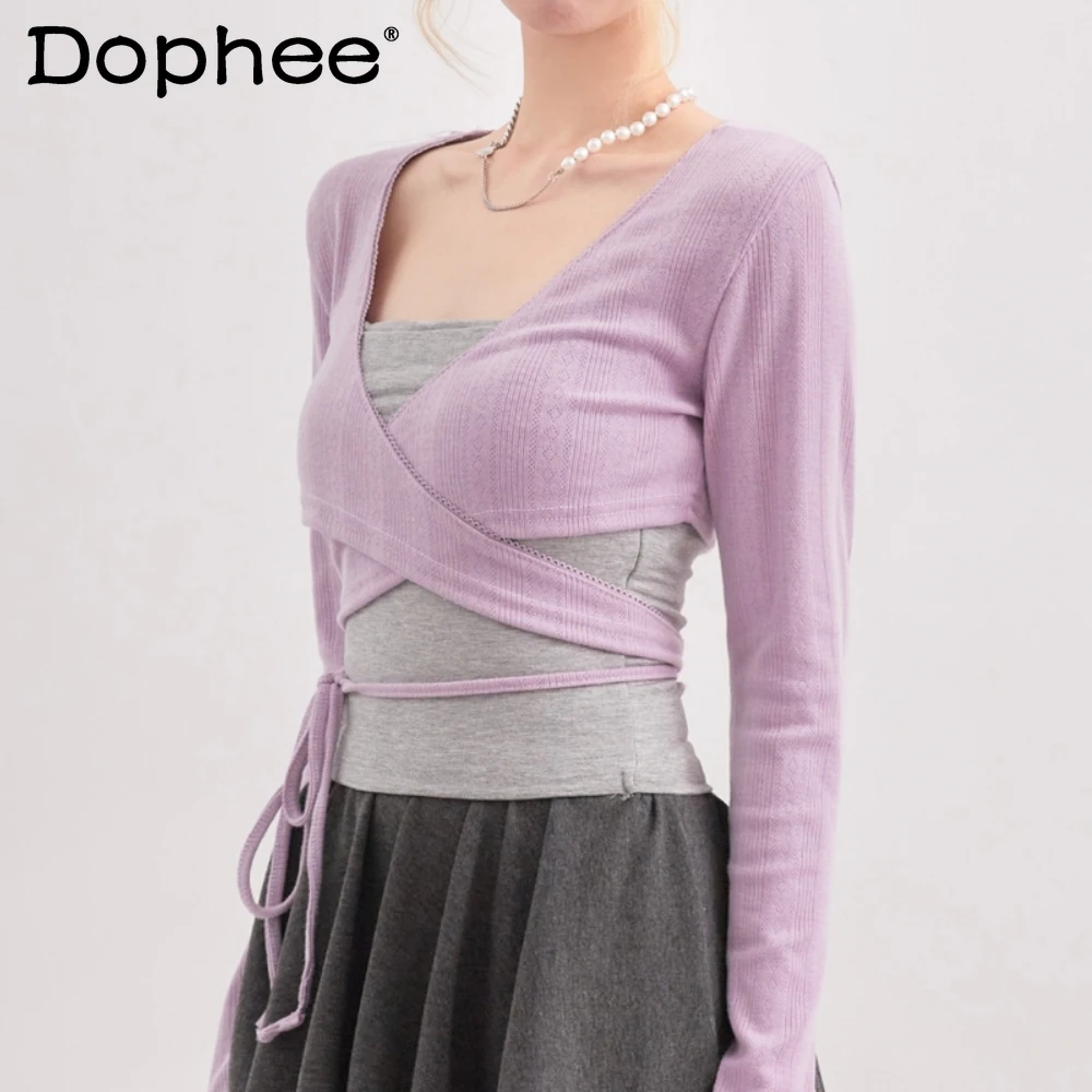 Women's Lace-up Shawl Sling Top Outfits Summer Niche Design All-Matching Slim Fit Ballet Style 2 Piece Sets For Ladies Camisoles
Women's Lace-up Shawl Sling Top Outfits Summer Niche Design All-Matching Slim Fit Ballet Style 2 Piece Sets For Ladies Camisoles