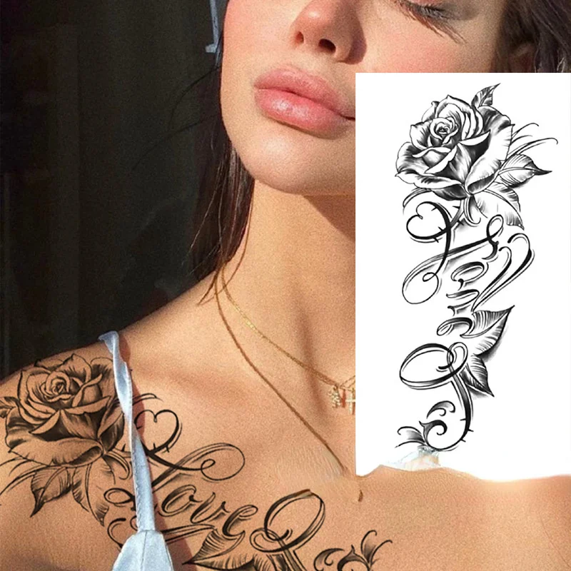 Black Rose Tattoos for Women Large Size Sexy Flower Pattern Designs Waterproof Fake Tattoos for Arm Body Art Sleeve Body Sticker
Black Rose Tattoos for Women Large Size Sexy Flower Pattern Designs Waterproof Fake Tattoos for Arm Body Art Sleeve Body Sticker