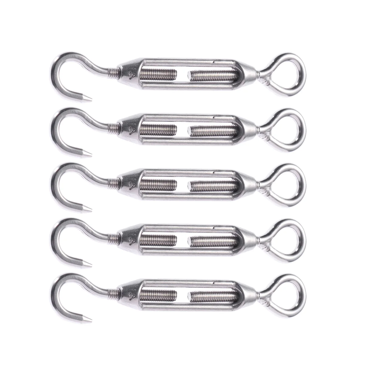 

5pcs Stainless Steel Turnbuckle Hook And Hook Wire Rope Tension Turnbuckle Eye And Eye Heavy Duty for Tent Installation Sun