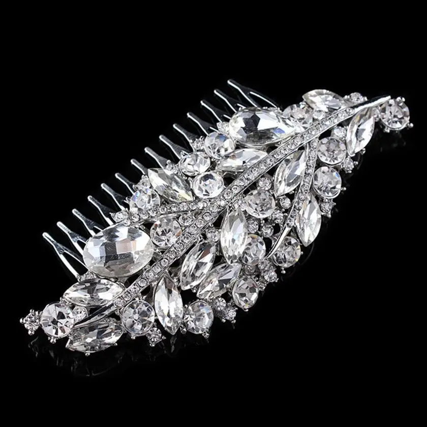 

4.7" Vintage Style Dark Silver Tone Leaf Shape Elegant Bridal Hair Comb Accessory Wedding Headpiece Jewelry