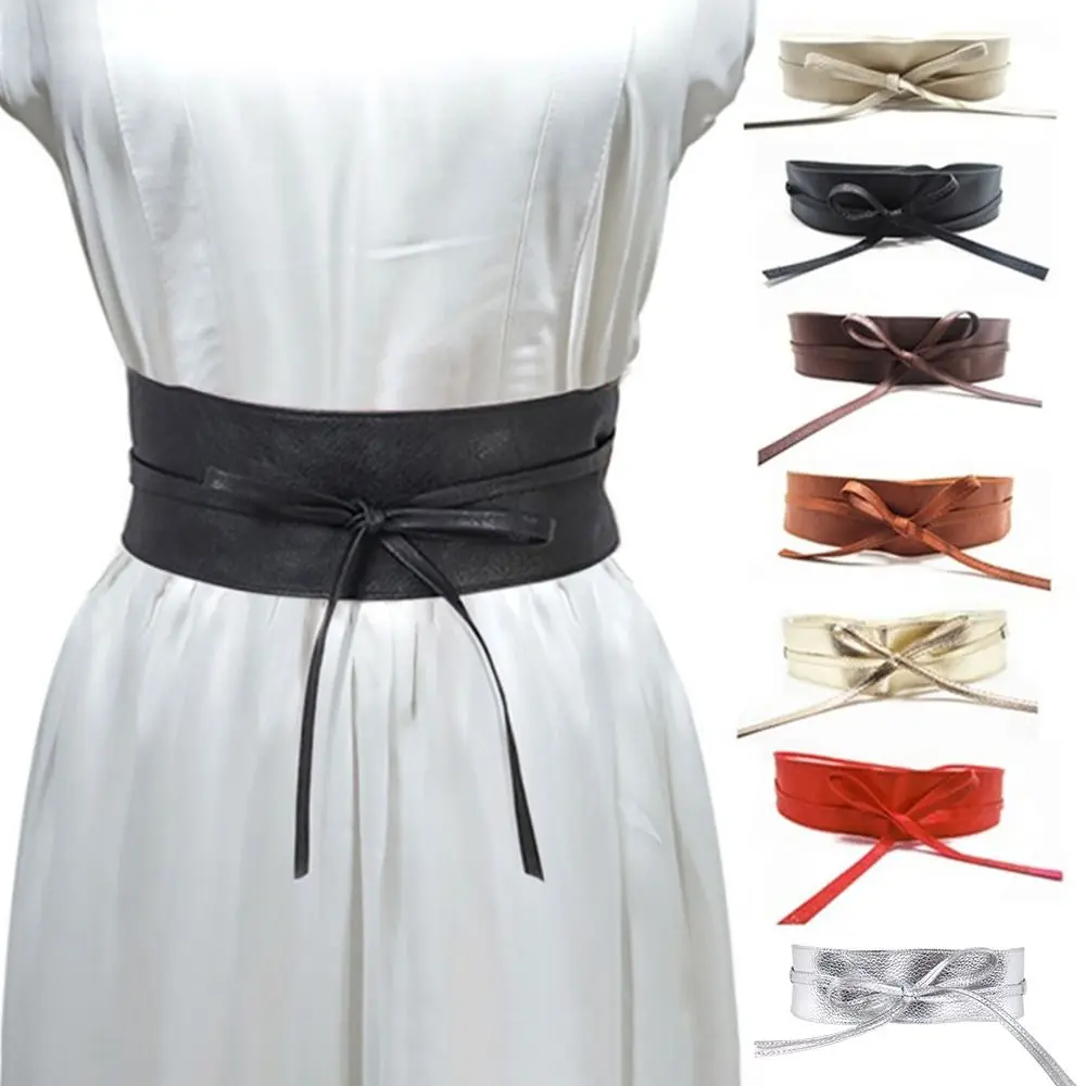 

Women Fashion Belt for Dress PU Leather Bowknot Wide Belts Simple Wrap Waistband Coat Corset Designer Luxury Brand Waistbelt