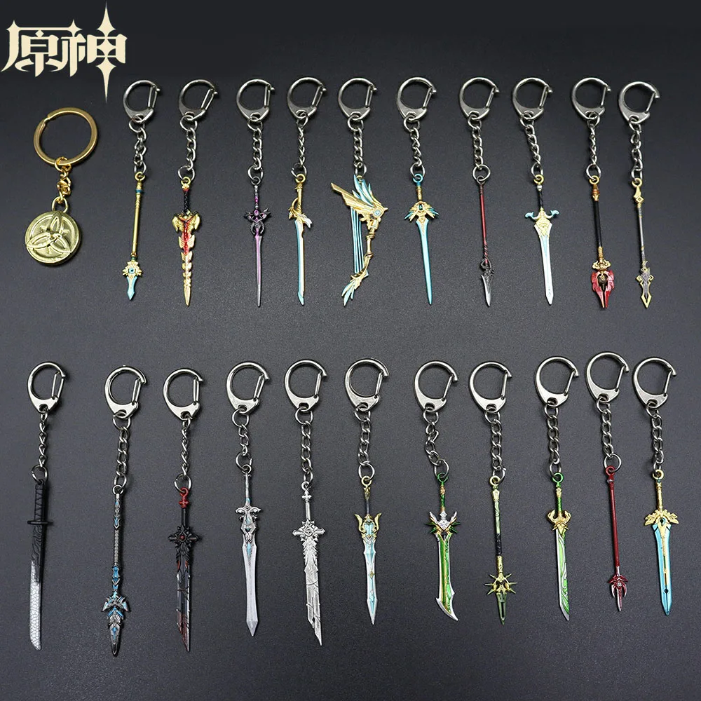 

6CM Genshin Impact Sword Weapon Keychains Zhongli Venti Tartaglia Katana Key Chain Skyward Blade Keyring Anime Jewelry Gift